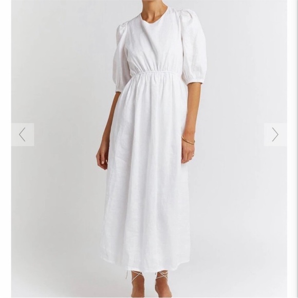 DISSH CLAUDIA WHITE BACKLESS LINEN DRESS - Picture 2 of 9